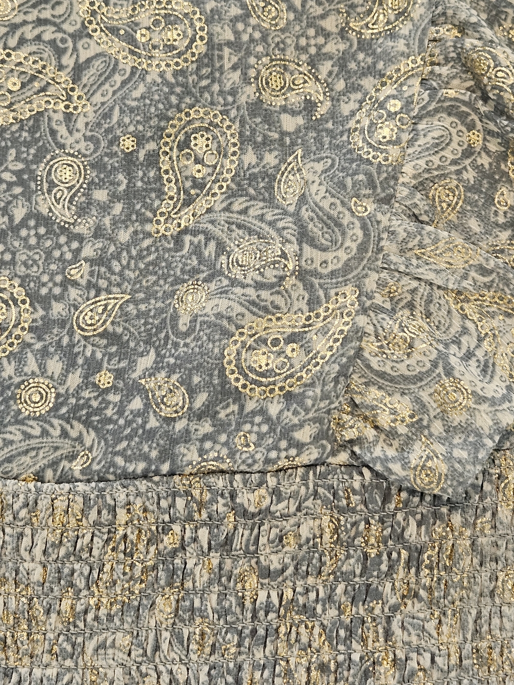 NEW Michael Kors Blue Gold Paisley Ruffle Dress Size XS Preppy Feminine Summer - Picture 3 of 8